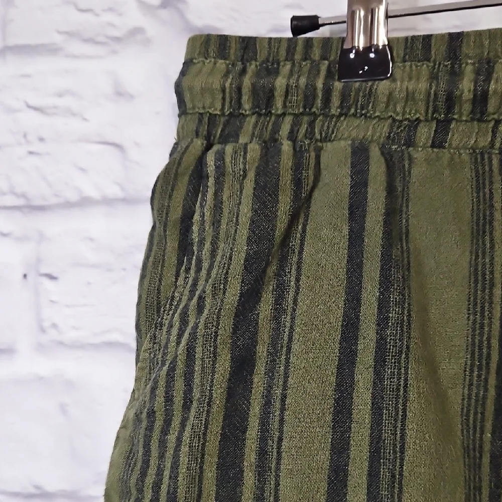 Green Striped Women's Shorts